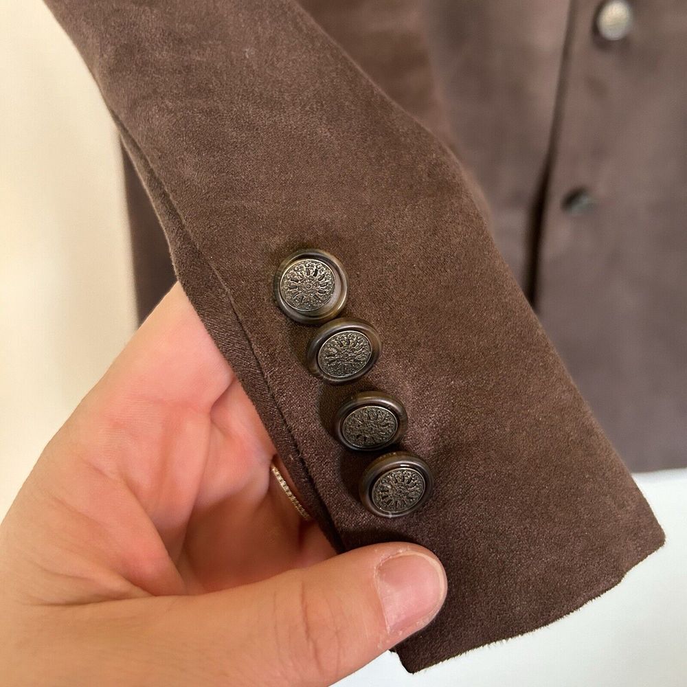 Gianfranco Ruffini Three Button Solid Brown Suede… - image 2